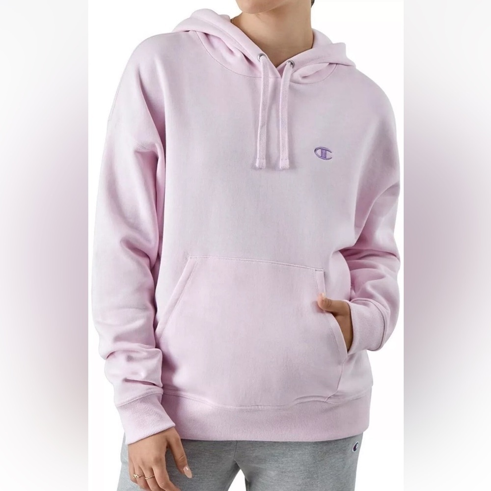 NWT Champion Women's Powerblend Hoodie Sweatshirt Sweater Pink Purple Logo - Picture 2 of 7